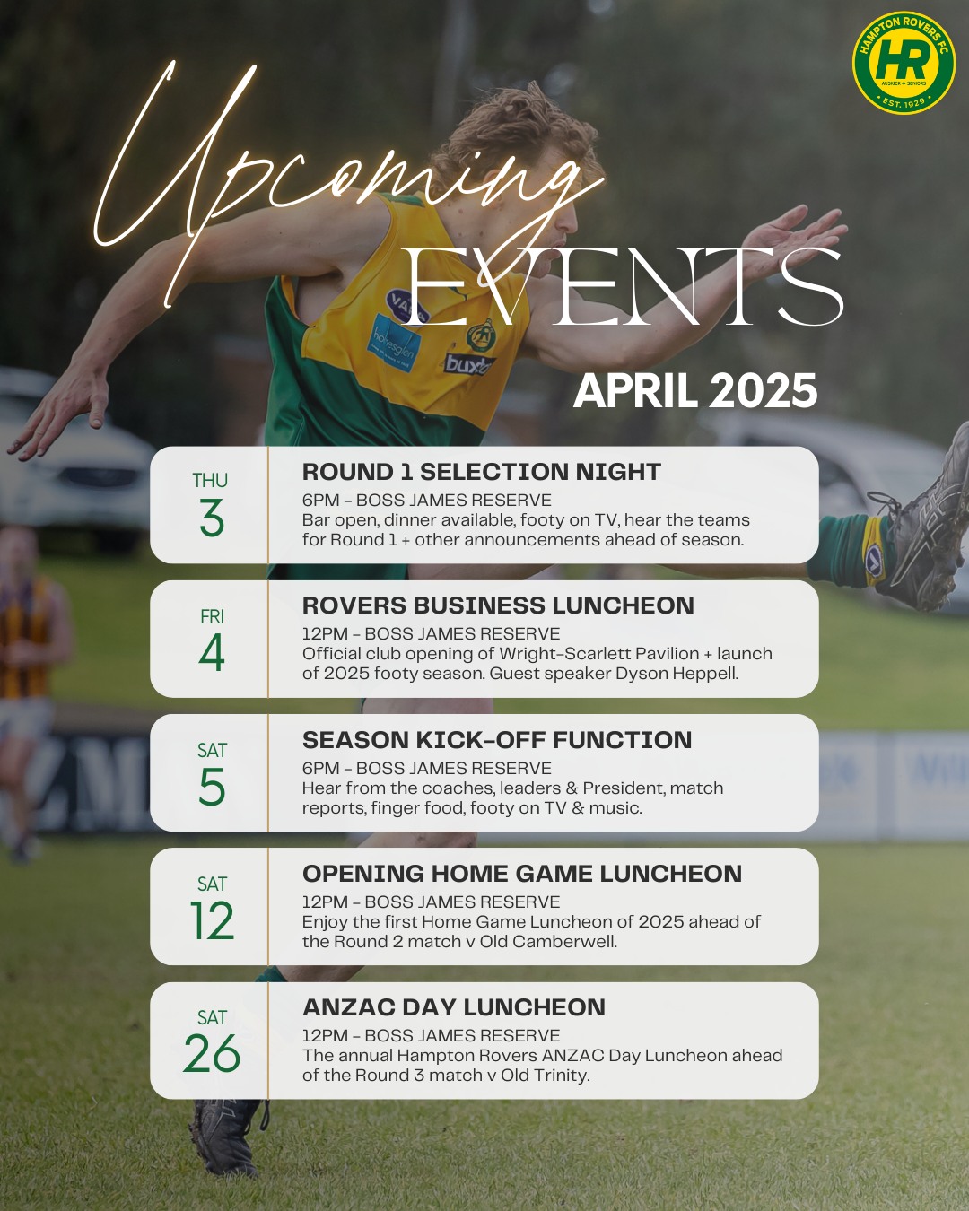 Hampton Rovers Football Club - The 2025 footy season is almost upon us ...