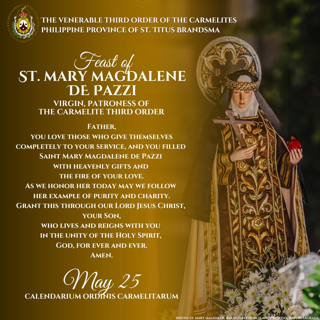 𝐂𝐀𝐋𝐄𝐍𝐃𝐀𝐑𝐈𝐔𝐌 𝐎𝐑𝐃𝐈𝐍𝐈𝐒 𝐂𝐀𝐑𝐌𝐄𝐋𝐈𝐓𝐀𝐑𝐔𝐌 May 25 | Feast of St. Mary Magdalene ...