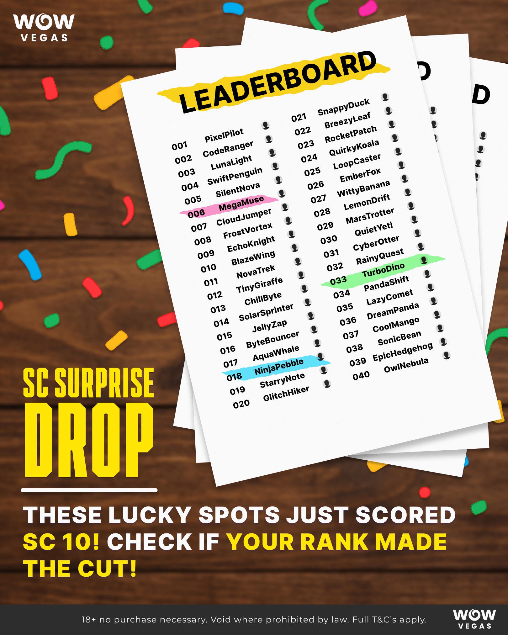 WOW Vegas - 🎁 SC SURPRISE DROP! 🎁 We’ve landed on 3 random... | Facebook
