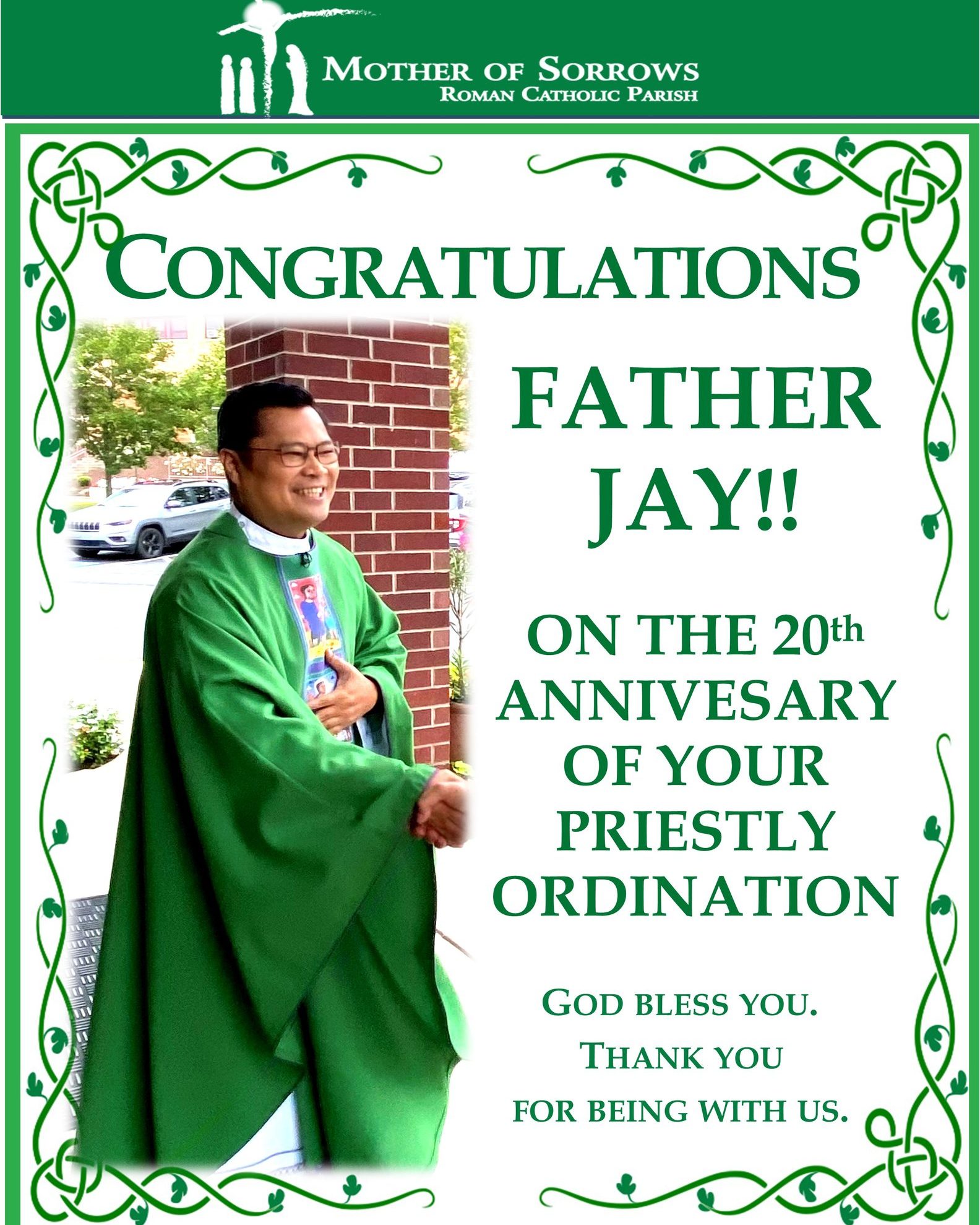 Mother - Today’s the day! Join in congratulating Father Jay on this day ...