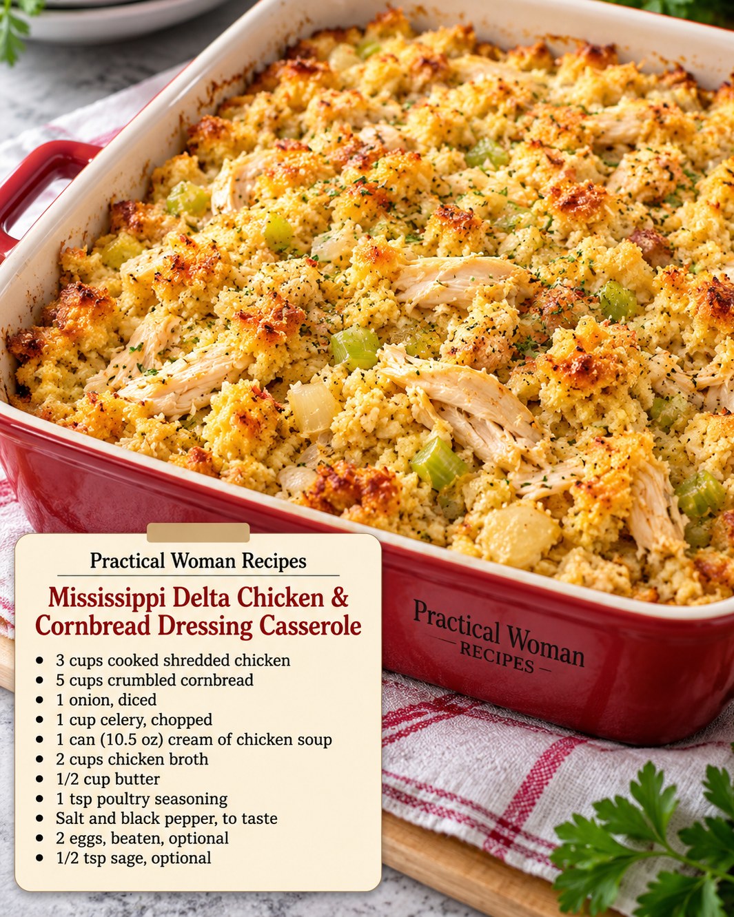 southern style cornbread dressing with cream of chicken soup Practical Woman's Mississippi Delta & Casserole A comforting Southern-style casserole tender shredded chicken, crumbled cornbread, sautéed onion and celery, and savory poultry seasoning baked until moist inside and Homemade cornbread recipe Size (Runs Small, Please Refer to Size Chart):S Collection: 2025 June Holley Rojek Lovely in Lace Boho
