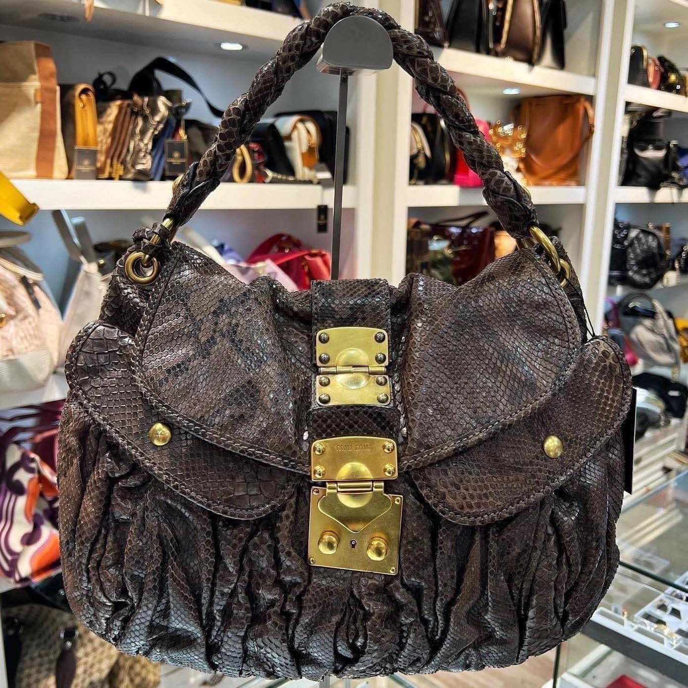 Preloved Authentic MiuMiu Python Leather Shoulder Bag $950 VISIT 