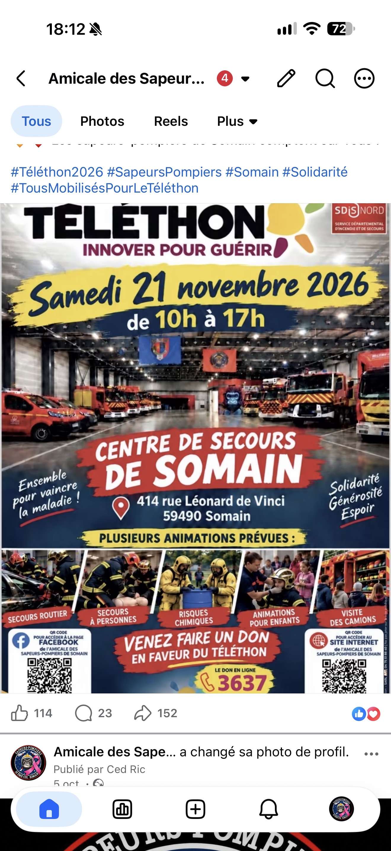 🚒 TÉLÉTHON 2026 – Les Sapeurs-Pompiers de Somain se mobilisent