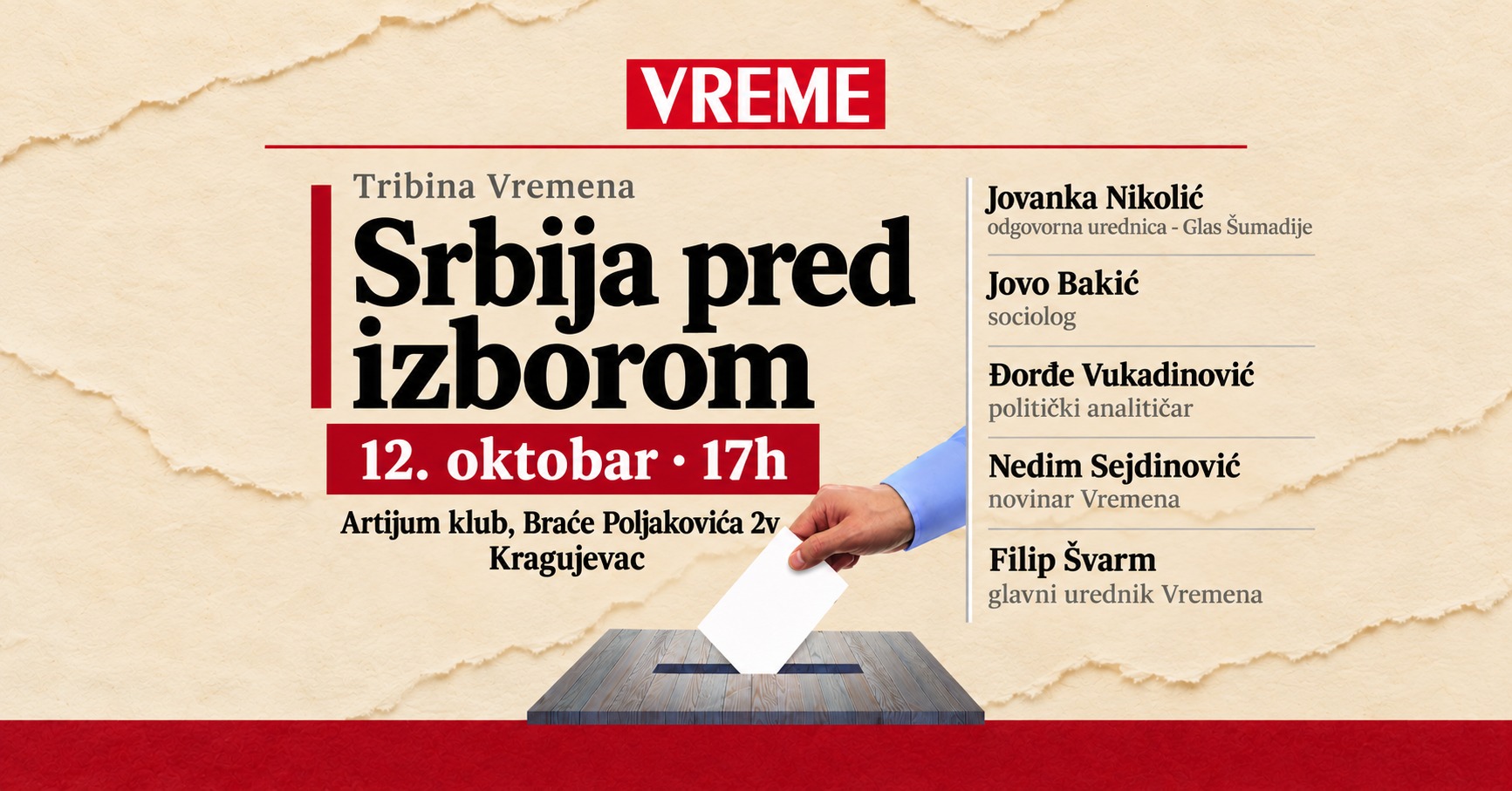 Tribina Vremena - Srbija pred izborom