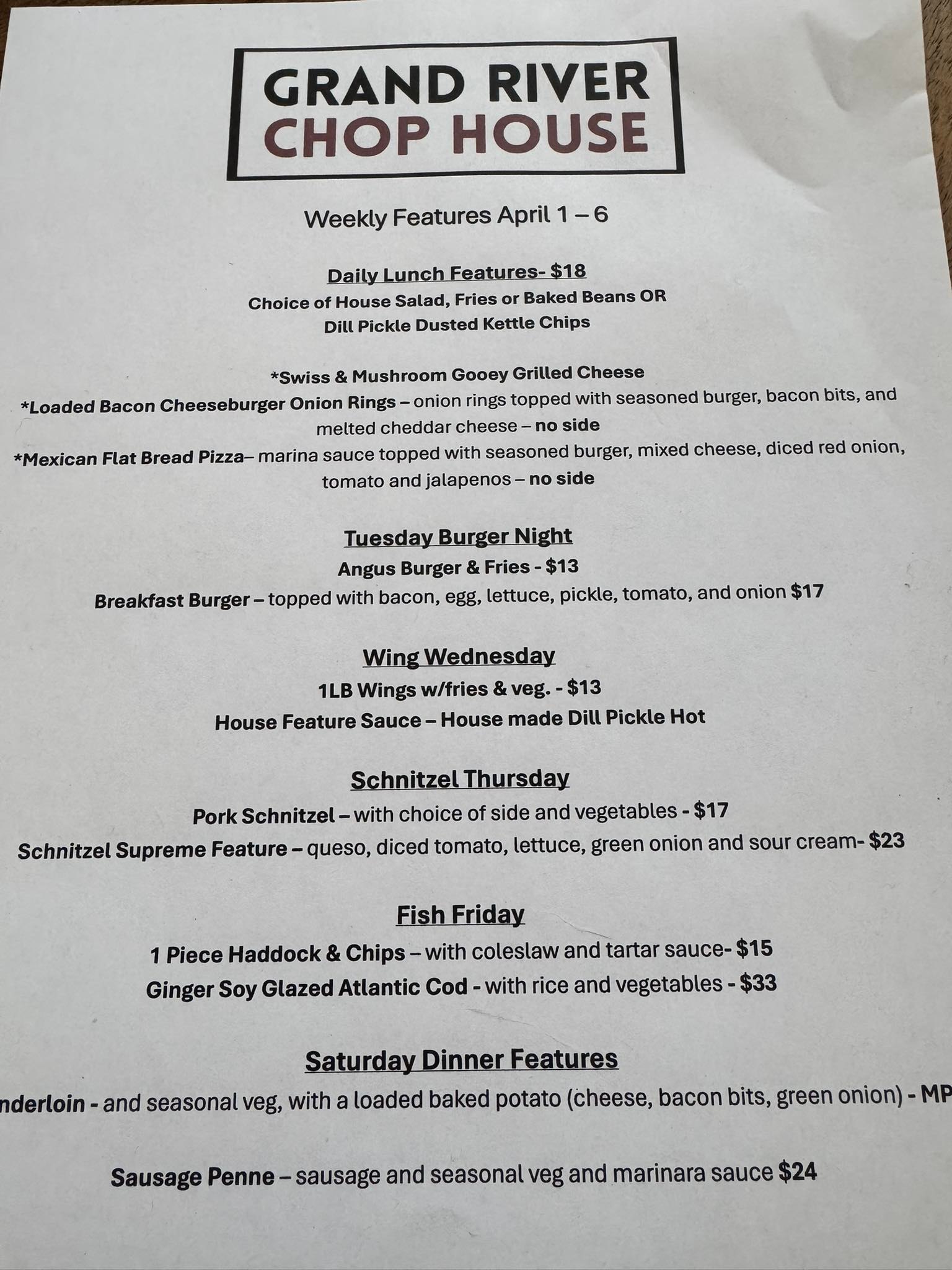 Grand River Chop House | Grand Valley ON