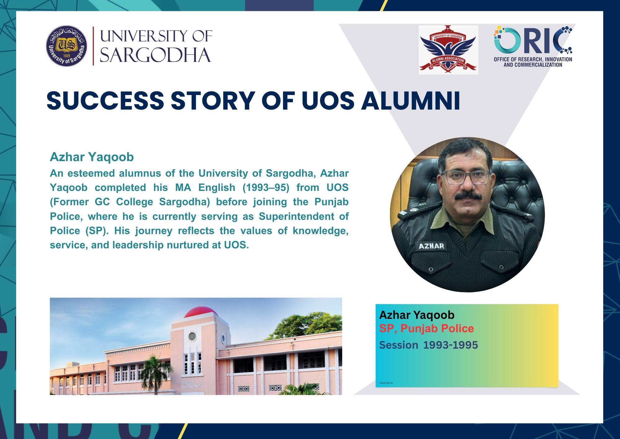 UOS - ⭐️ UOS Alumni Spotlight ! “Meet Azhar Yaqoob (MA English, 1993-95 ...