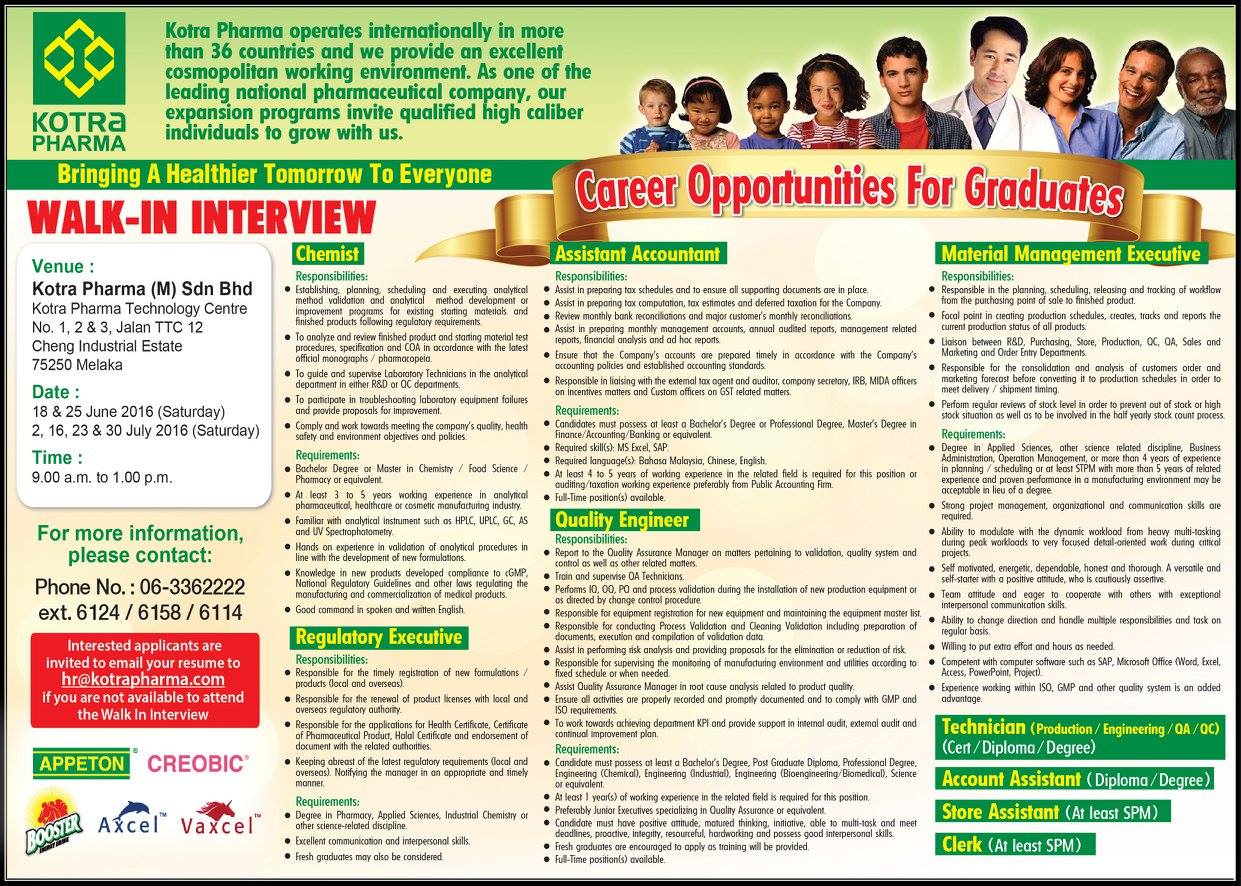 Kotra Pharma M Sdn Bhd We Are Hiring Do Contact Us At 06 3362222 Ext 6124 6158 6114 For Any Enquiries See You There Facebook