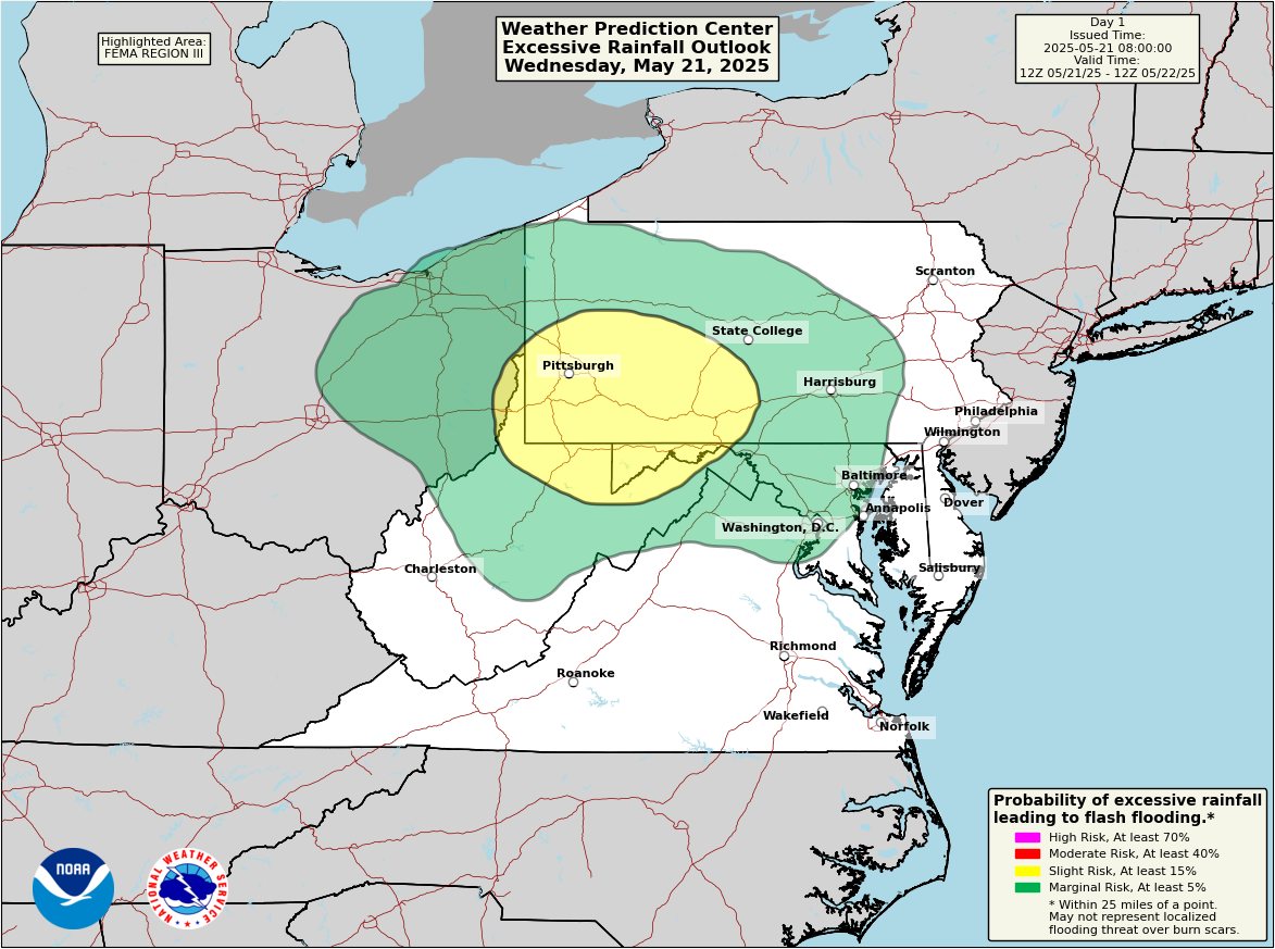 NOAA - Heavy rainfall may lead to scattered instances of flash flooding ...