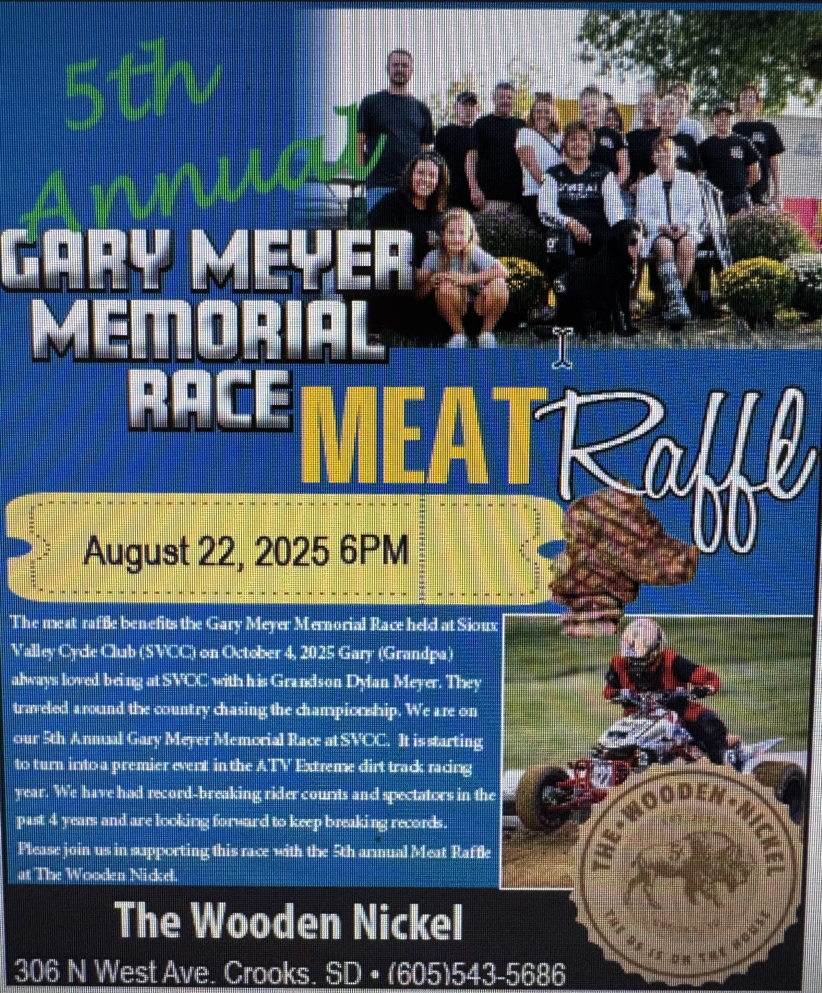 5th Annual Gary Meyer Memorial Race Meat Raffle