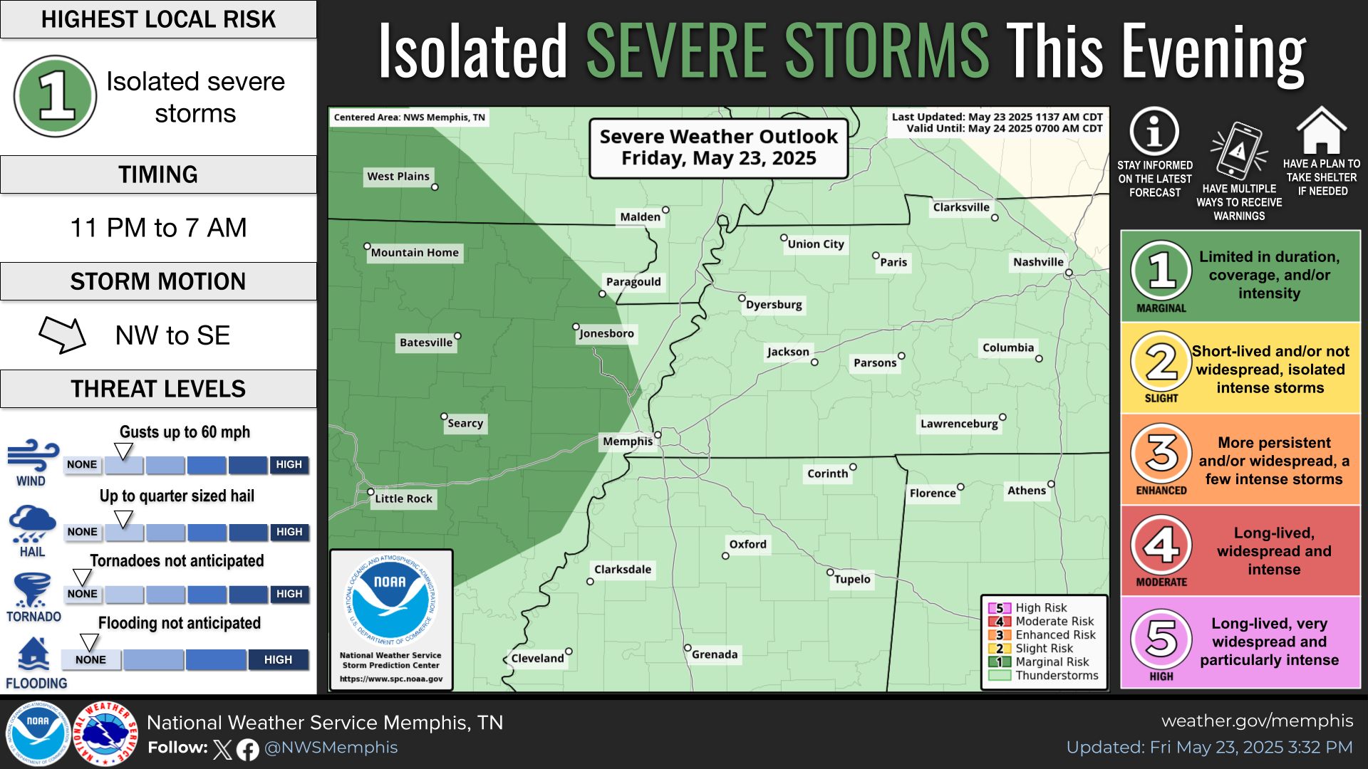 US - A marginal risk for severe thunderstorms in place for portions of ...