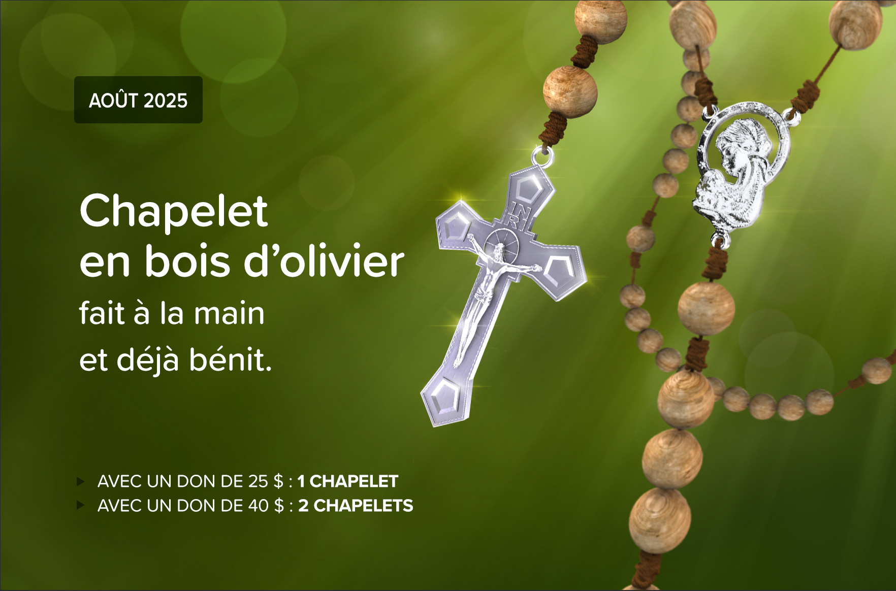 Chapelet En Bois D'Olivier De Jérusalem - Rosaire Fait Main Avec Boîte Kraft, Cadeau Baptême Communion Et Protection