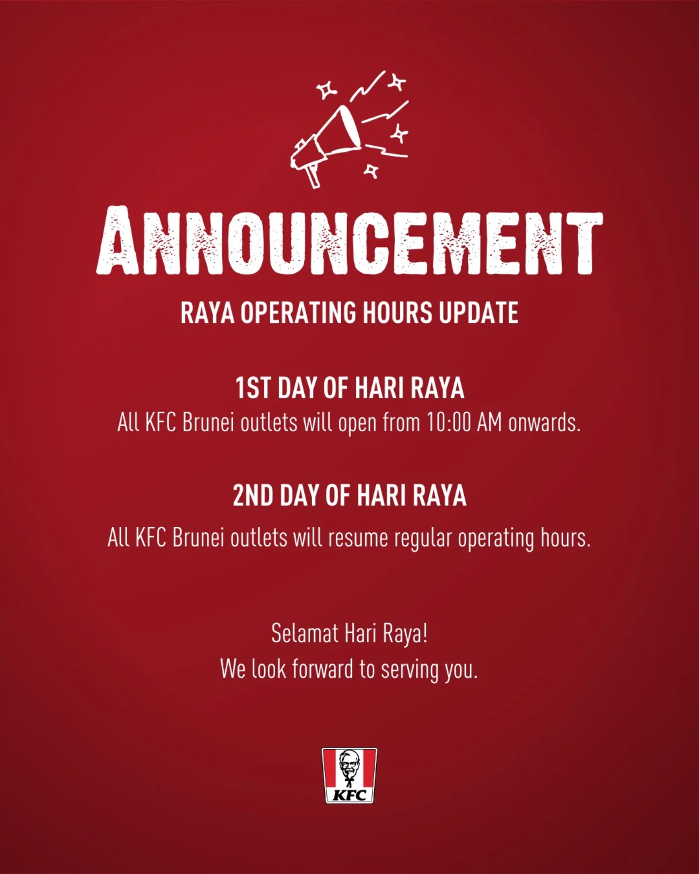 KFC - Selamat Hari Raya! 🌙 Enjoy your festive celebrations with KFC! 📢 ...