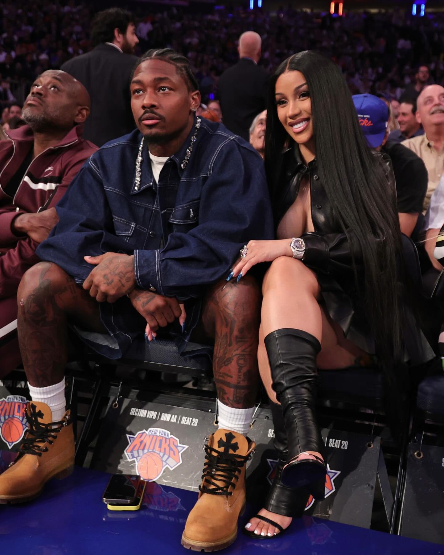 CardiB was spotted with #StefonDiggs wearing a #MiuMiu leather