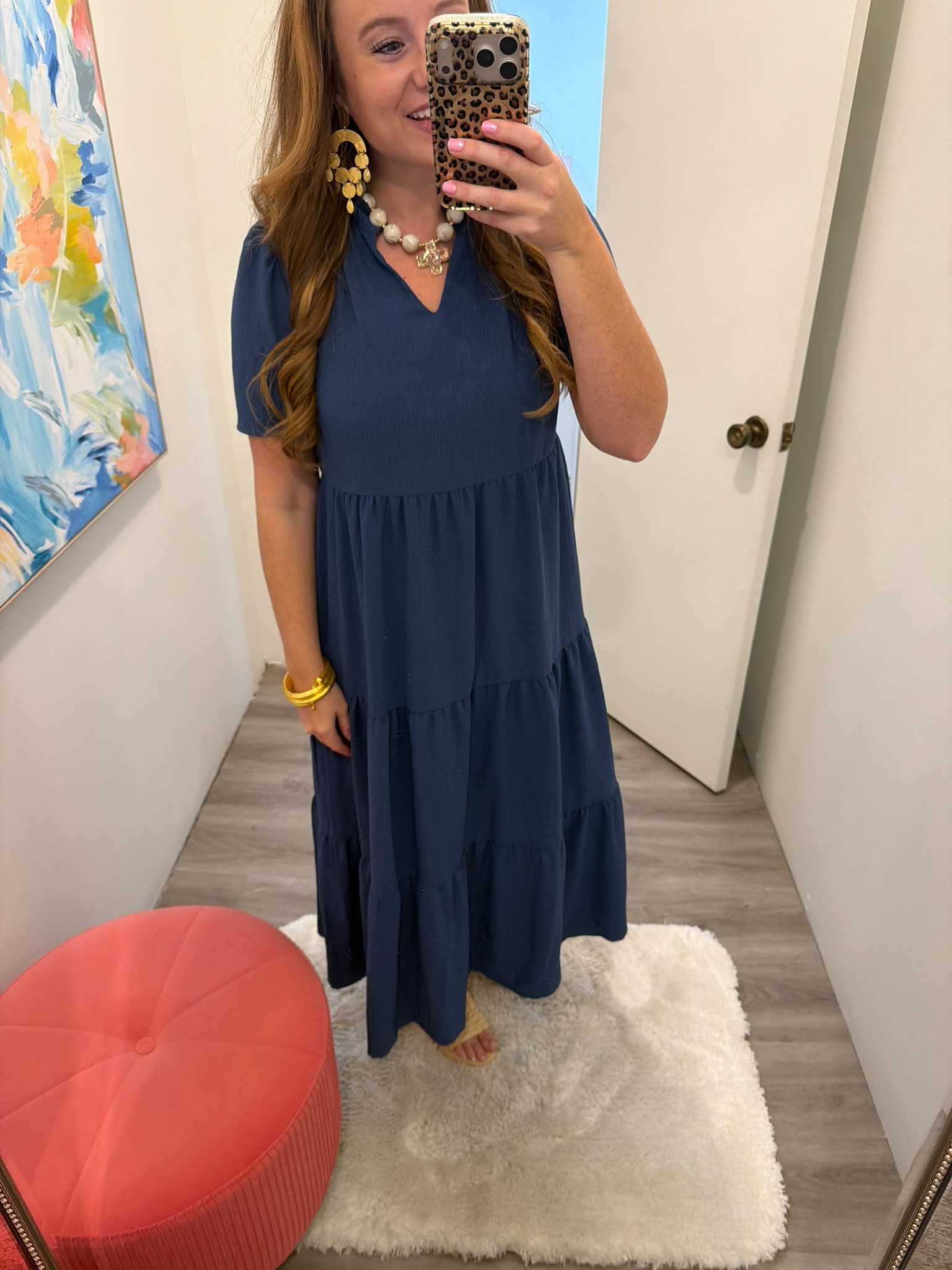 flowy navy dress tiered maxi style elegant party dress 2025