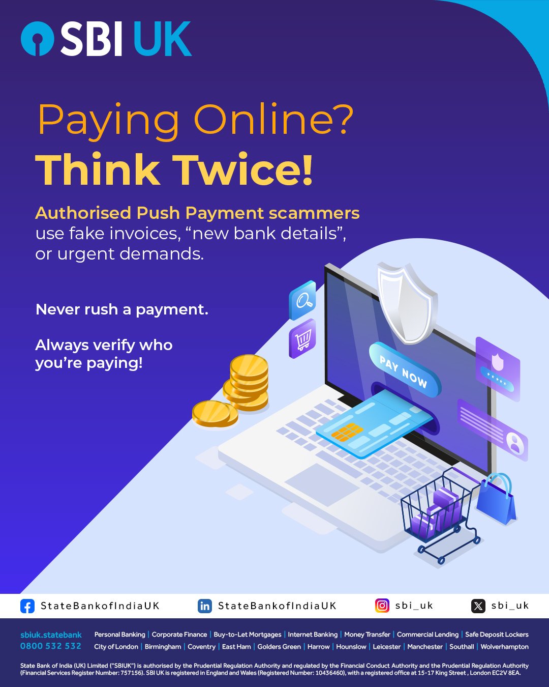 State Bank of India UK - Think before you pay! ⚠️ Fraudsters are ...