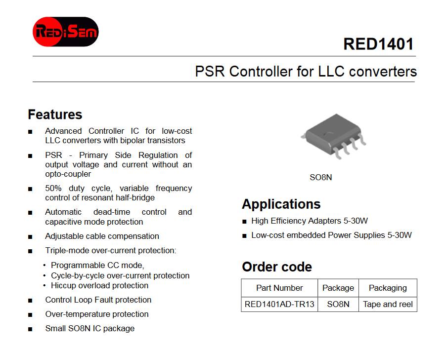 Mobicon Holdings Ltd. - Redisem - RED1401 - PSR Controller for LLC ...