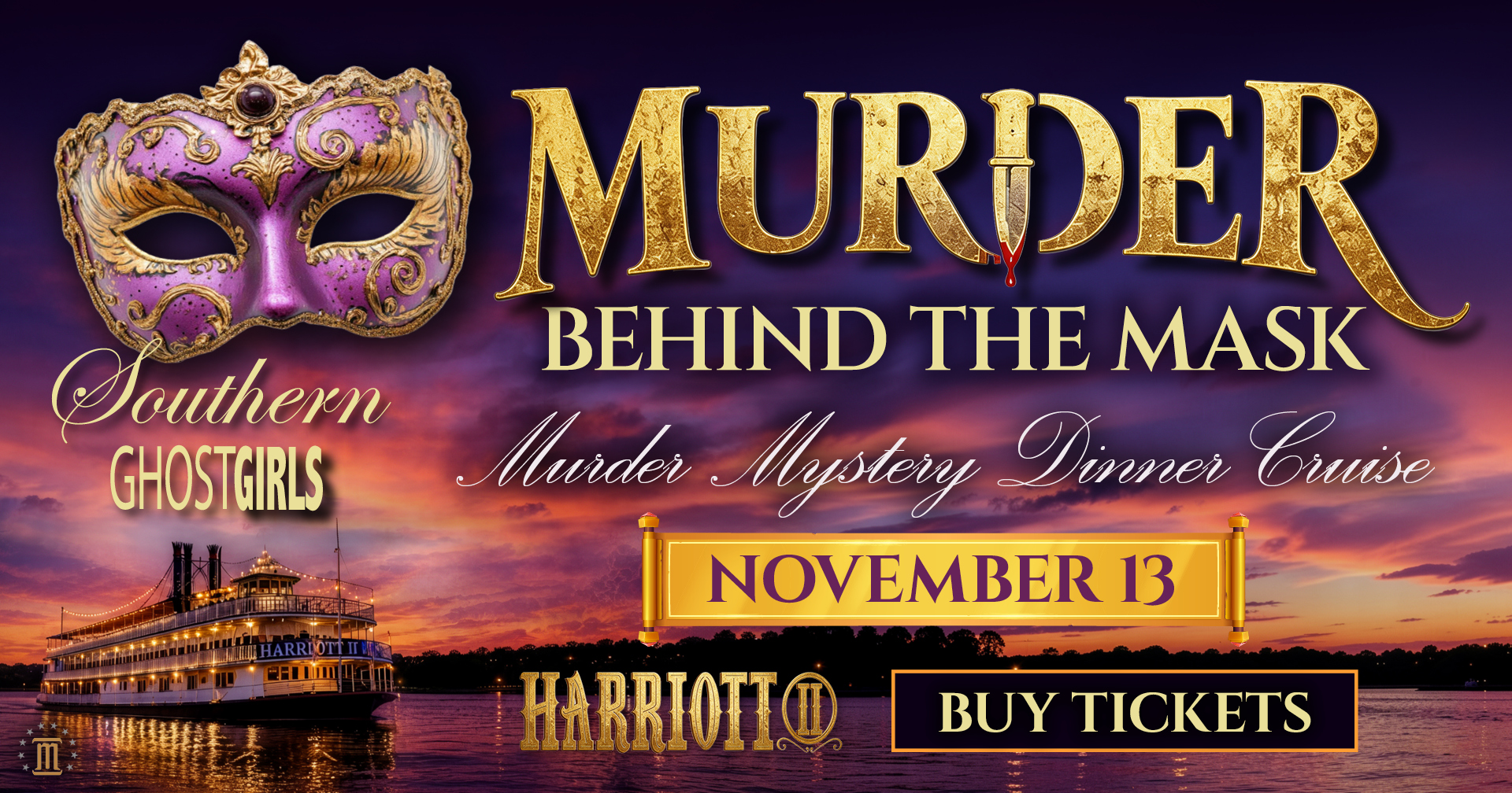 Murder Behind the Mask - Murder Mystery Dinner Cruise on the Harriott II