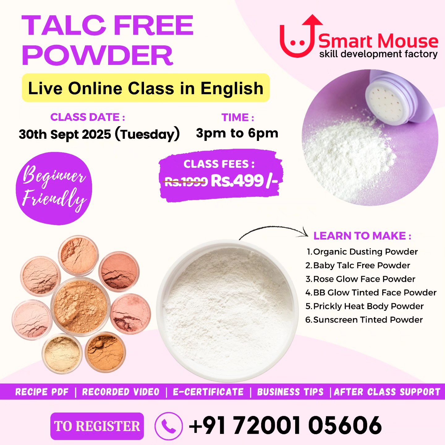 Smart - TALC FREE Powder - Live online class in English from # ...