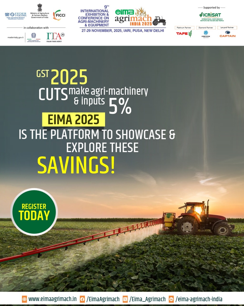 Eima - 🌾Big news for Indian agriculture! 🌾 With GST 2025 cuts, agri ...