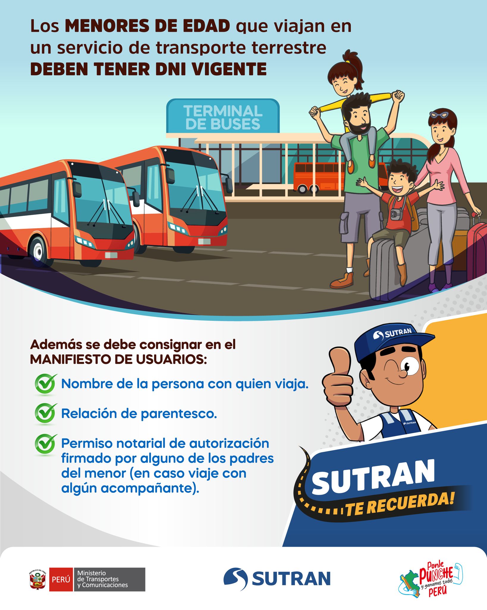 🚨 #SutranTeRecuerda | ¿Vas a viajar con menores de edad? 👶🧒 Ten en ...