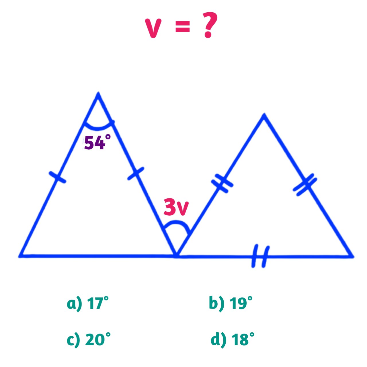 Math - An equilateral triangle and an isosceles triangle are positioned ...