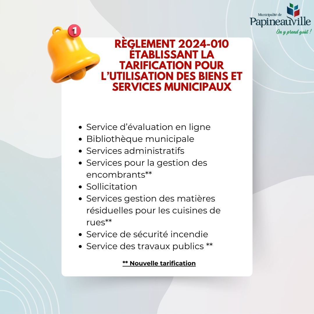 Municipalité - Certains services tels que: détection, ajustement de ...