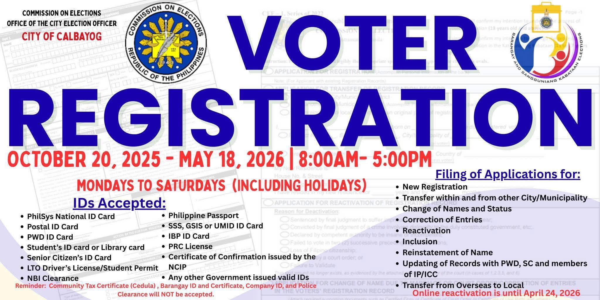 Sangguniang - Voter Registration for the upcoming Barangay and ...