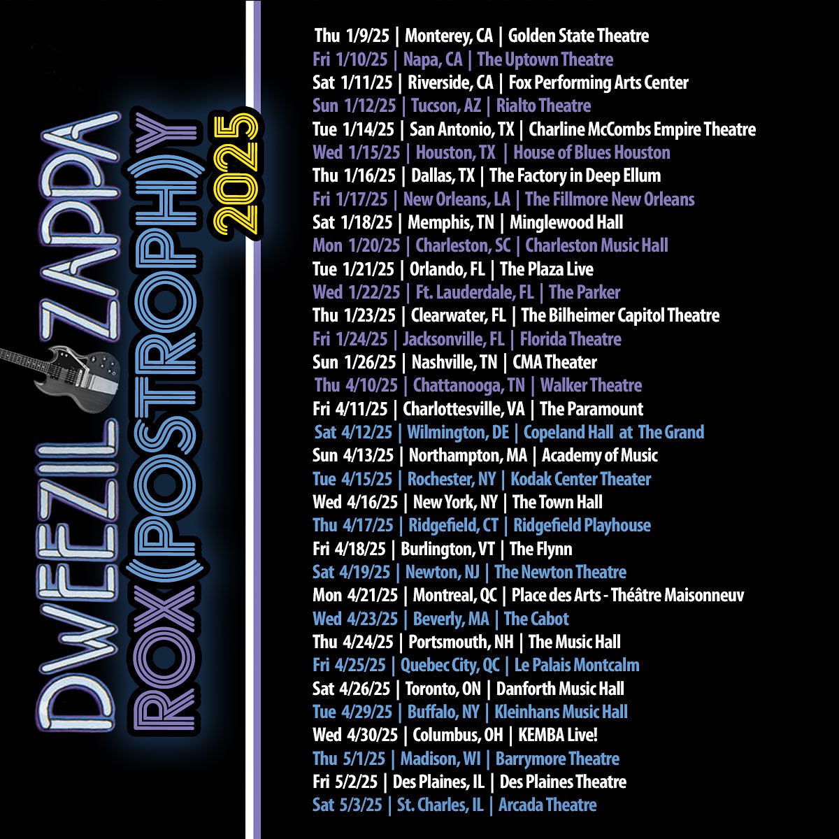 Dweezil Zappa has announced the extension of his Rox(Postroph)y