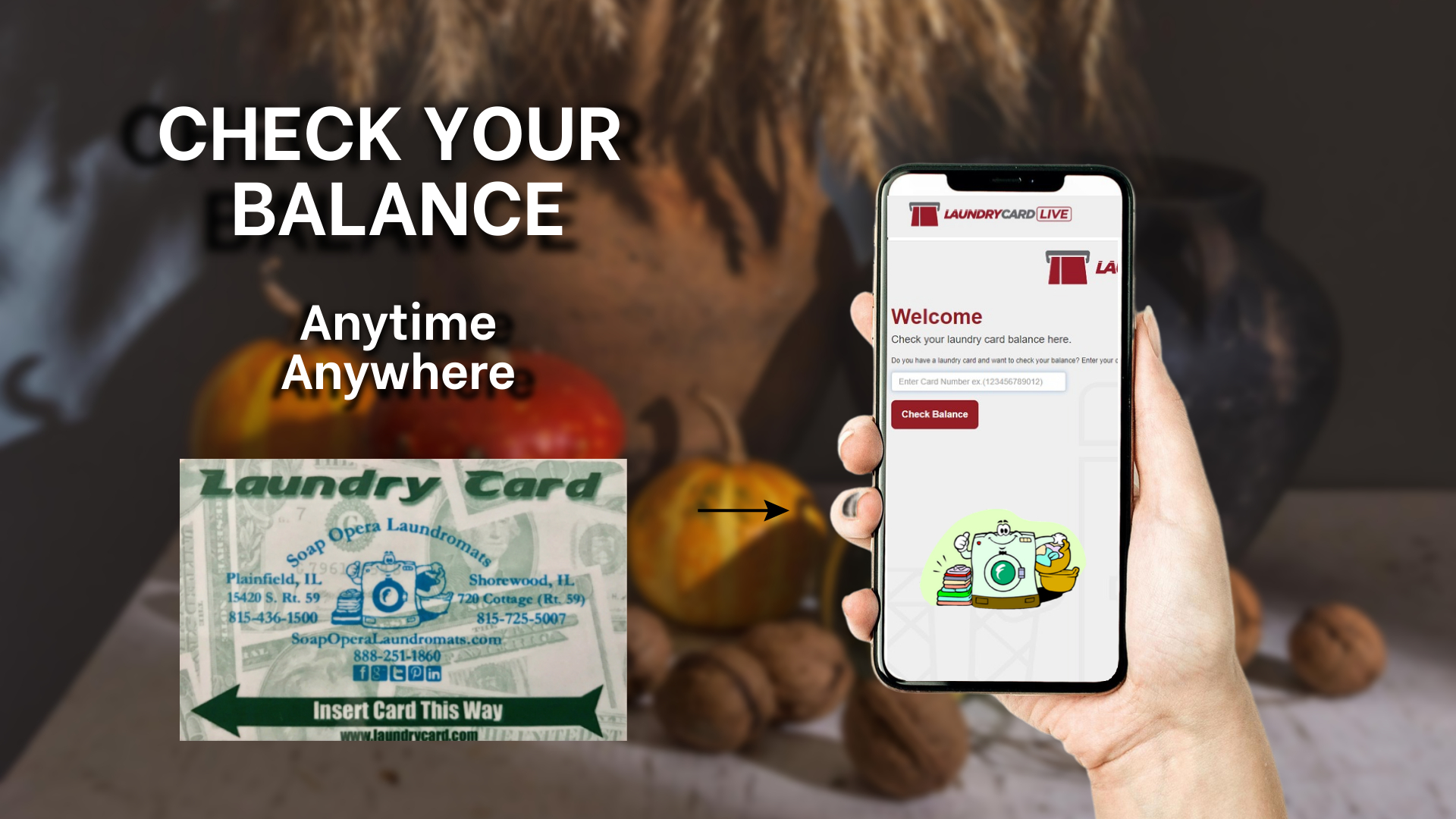 🍂 Check your card balance ANYTIME... - Soap Opera Laundromats | Facebook