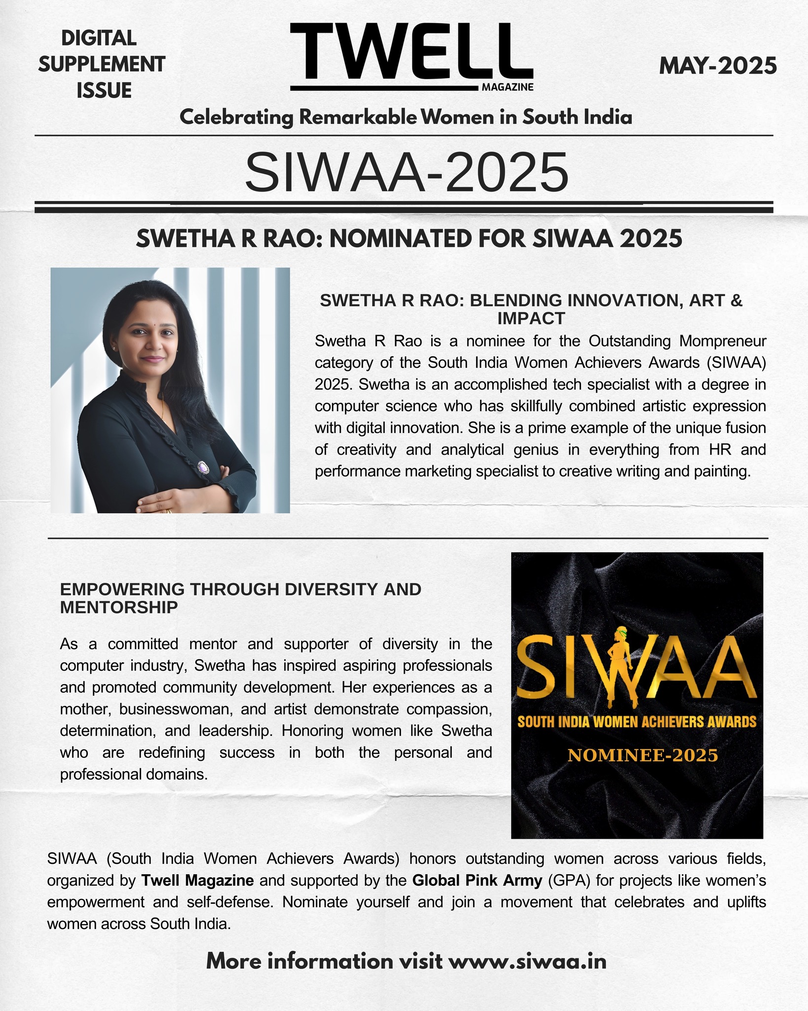 South - Meet Swetha R Rao, SIWAA 2025 proud nominee in Outstanding ...