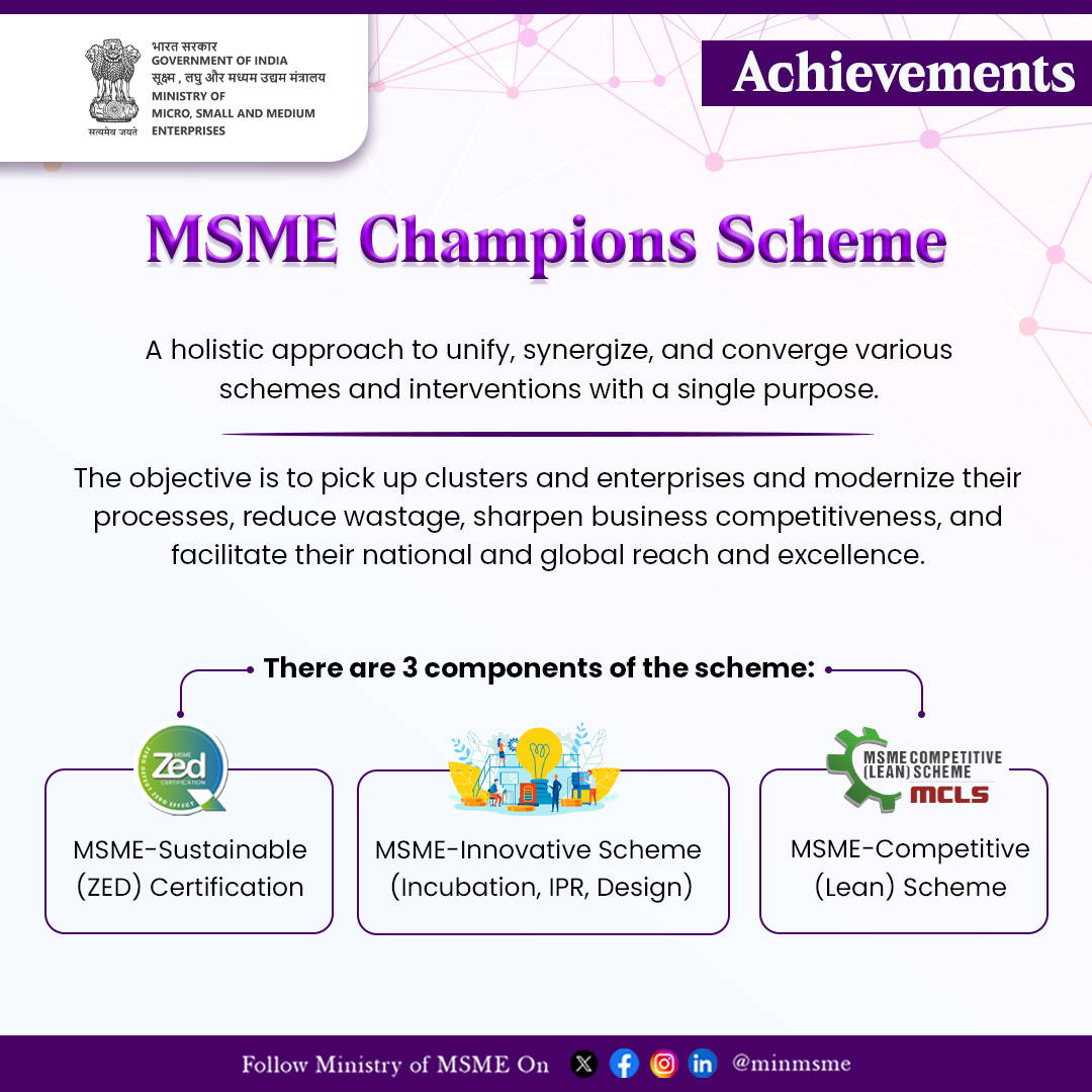 The MSME Champions Scheme is a comprehensive initiative designed to ...