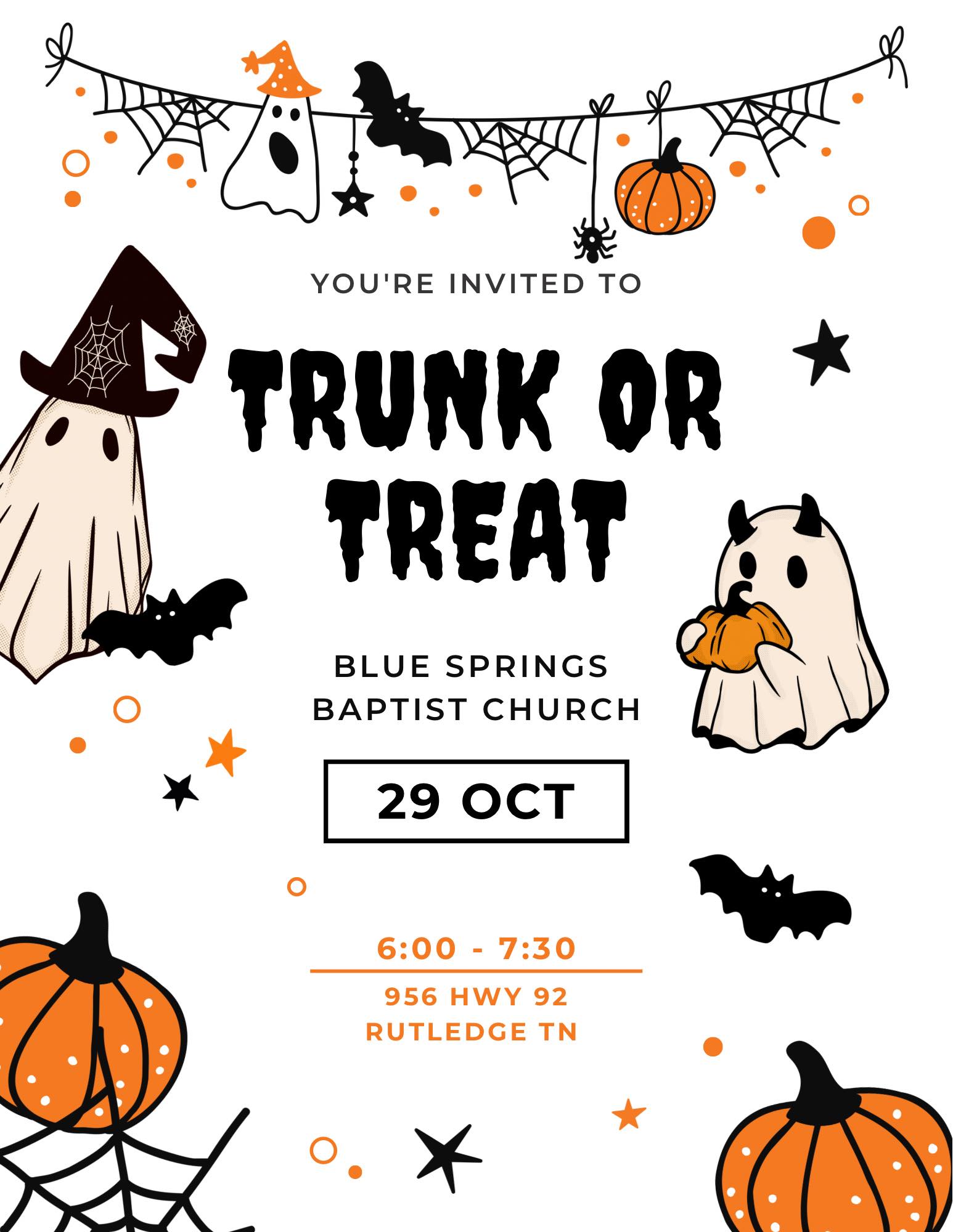 Join us for Trunk or Treat... - Blue Springs Baptist Church | Facebook
