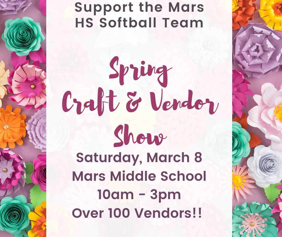 2nd Annual Craft & Vendor Show to support Mars HS Softball team