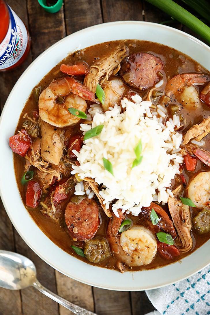 Southern - This Chicken, Sausage, and Shrimp Gumbo begins with a dark ...
