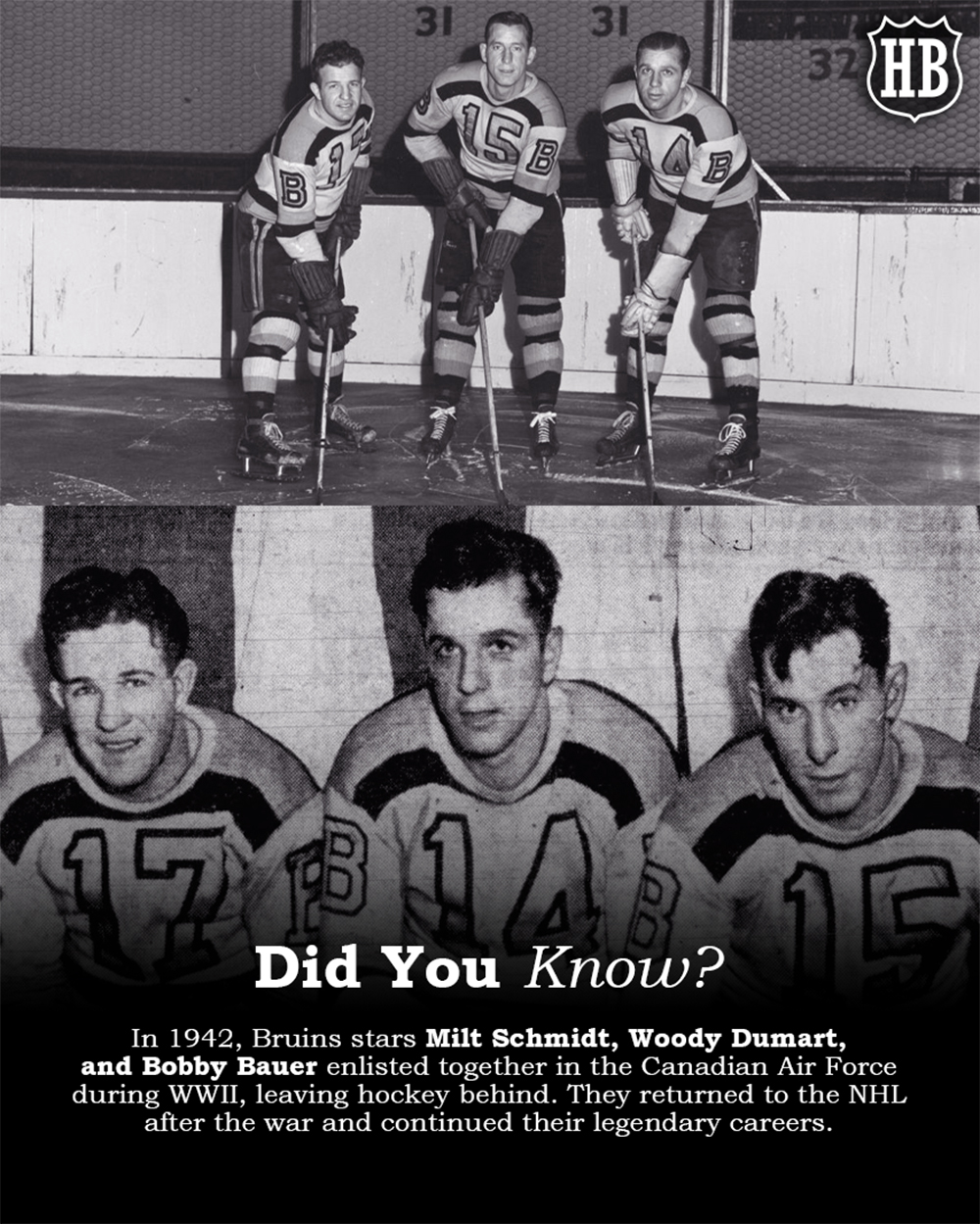 The Hockey - During World War II, the Bruins’ famous 
