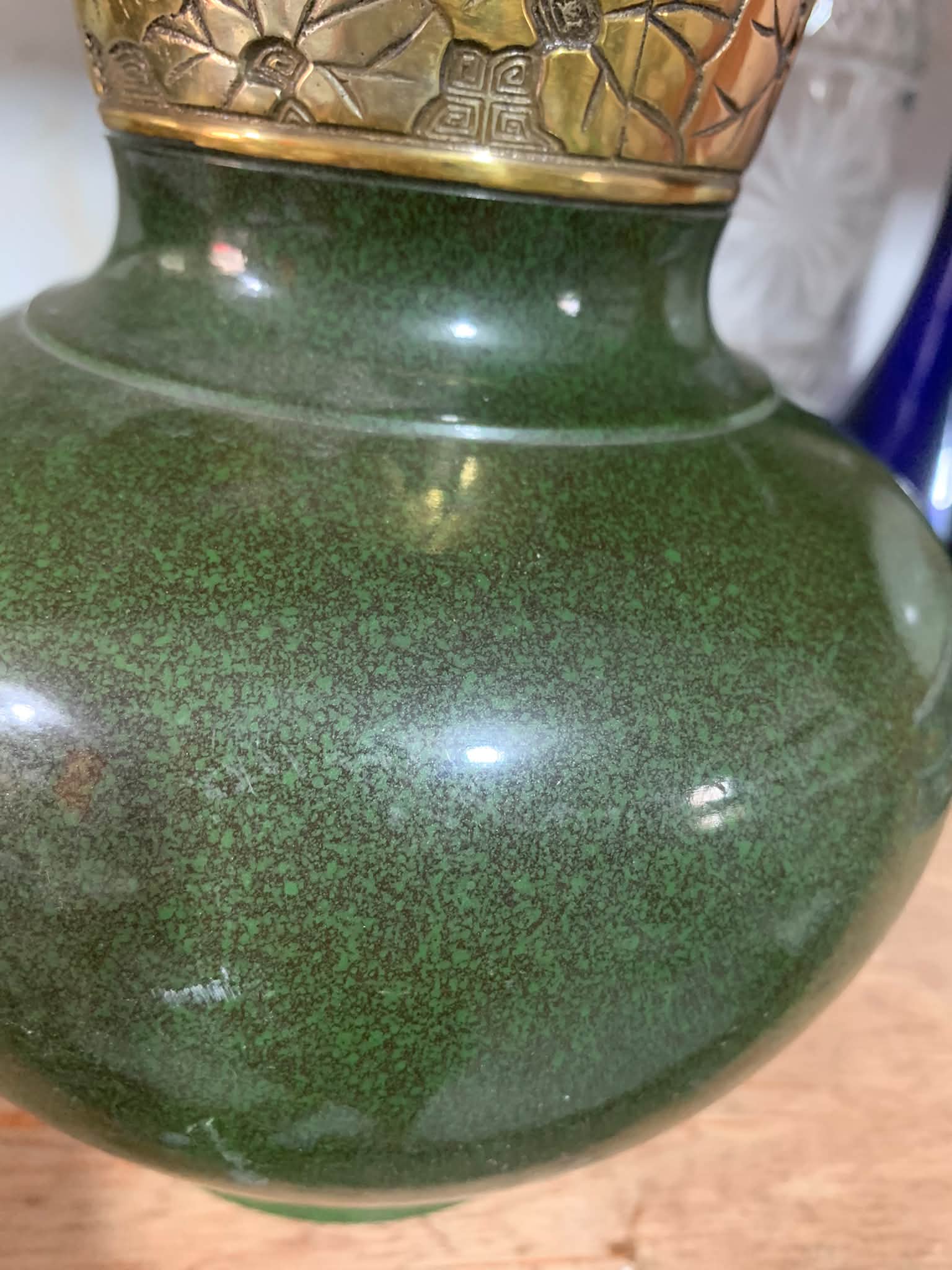 古銅 豆花入 高12cm 在銘(K-YC878) Vintage copper Vase 1200
