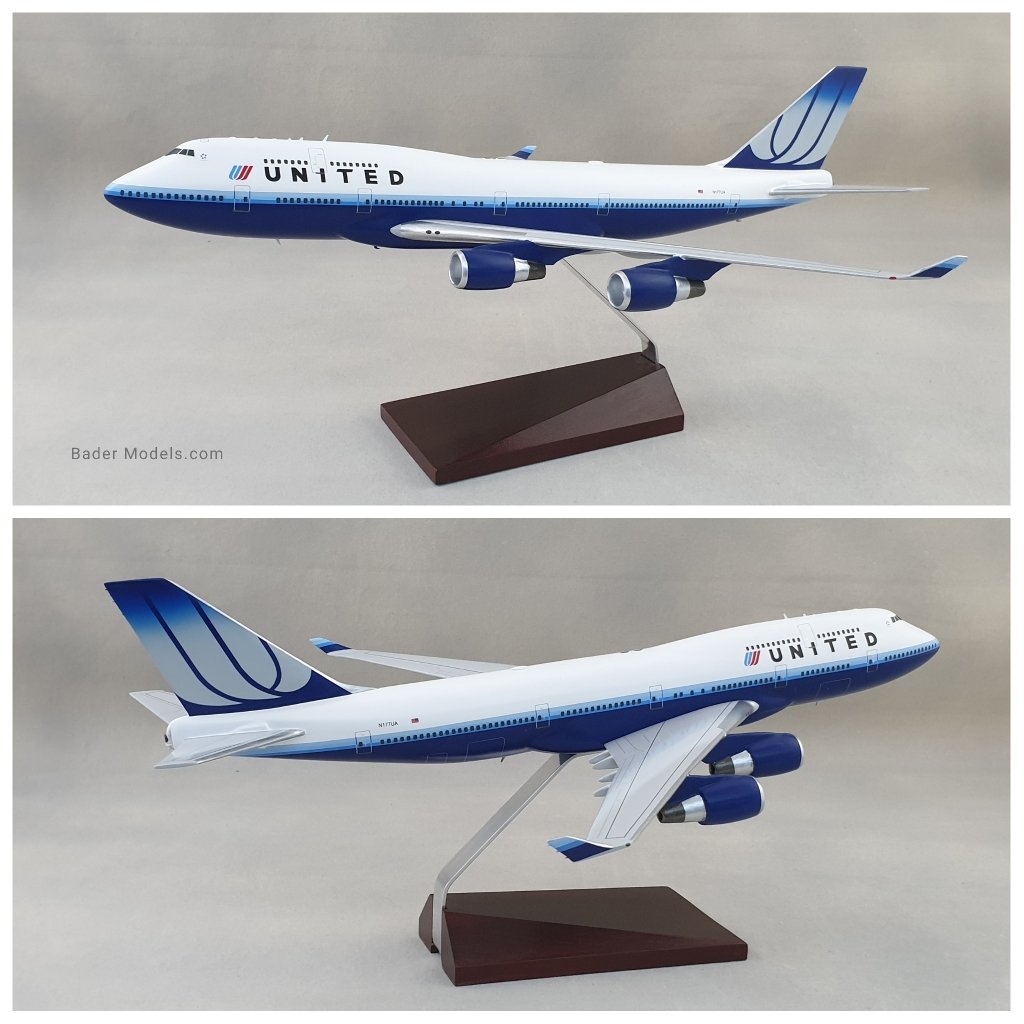 Resin 1/100 United Airlines Boeing 747-400 model