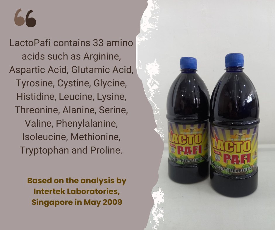 Lacto - Of the 33 amino acids found in LactoPafi pro-biotic drink ...