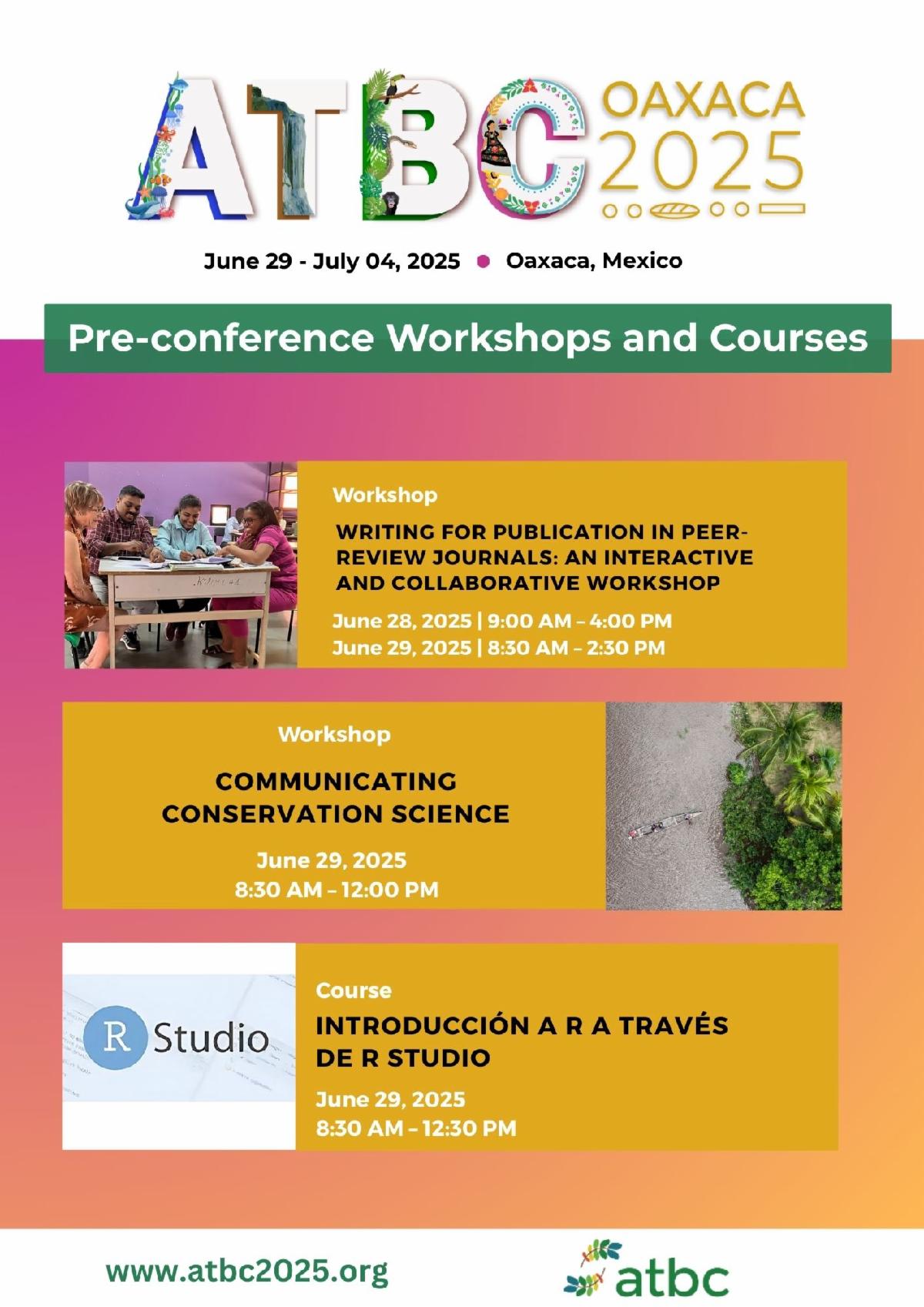 ATBC - 🌿 ATBC 2025 Pre-conference Workshops and Courses 🌿... | Facebook