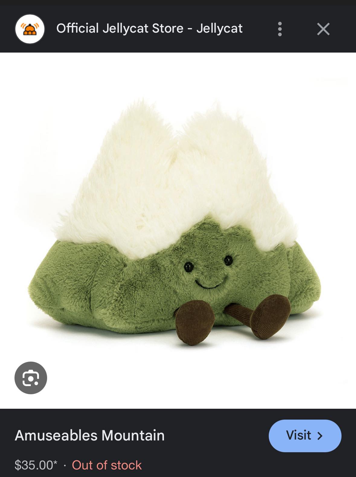 Jellycat Amuseables Mountain and other plush toys for sale in the US
