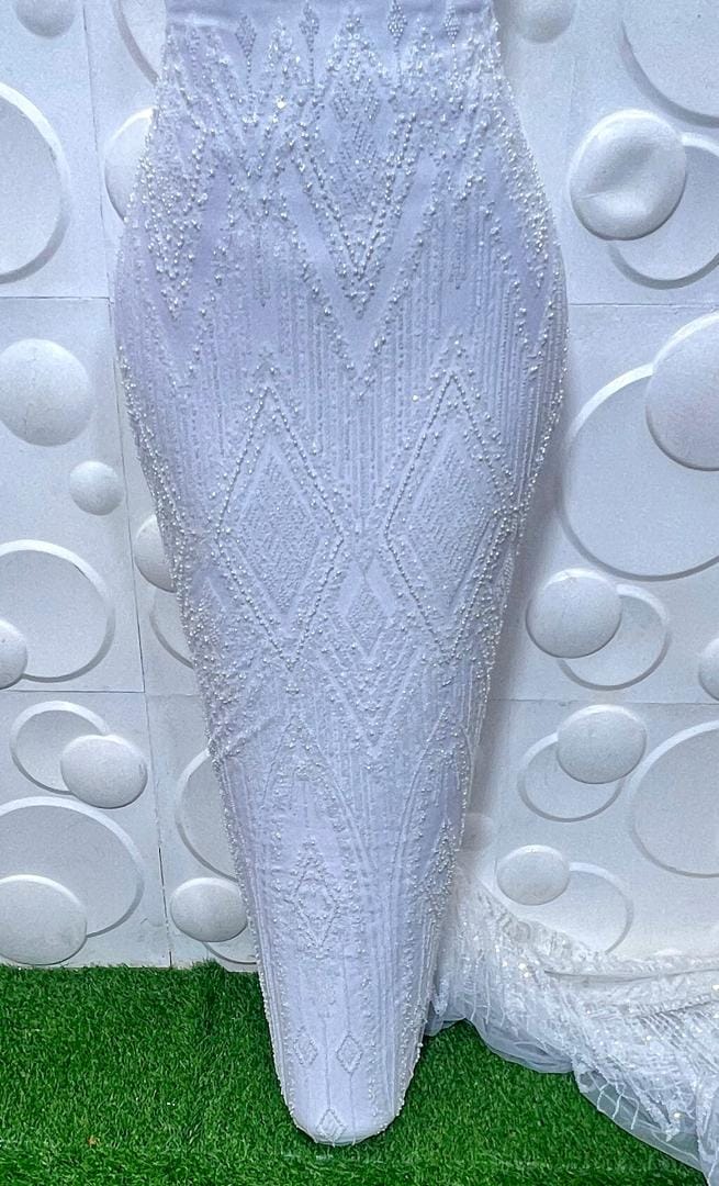 chinese dress ladies Ayabawa All White Dress with Lace Trim - DP7020