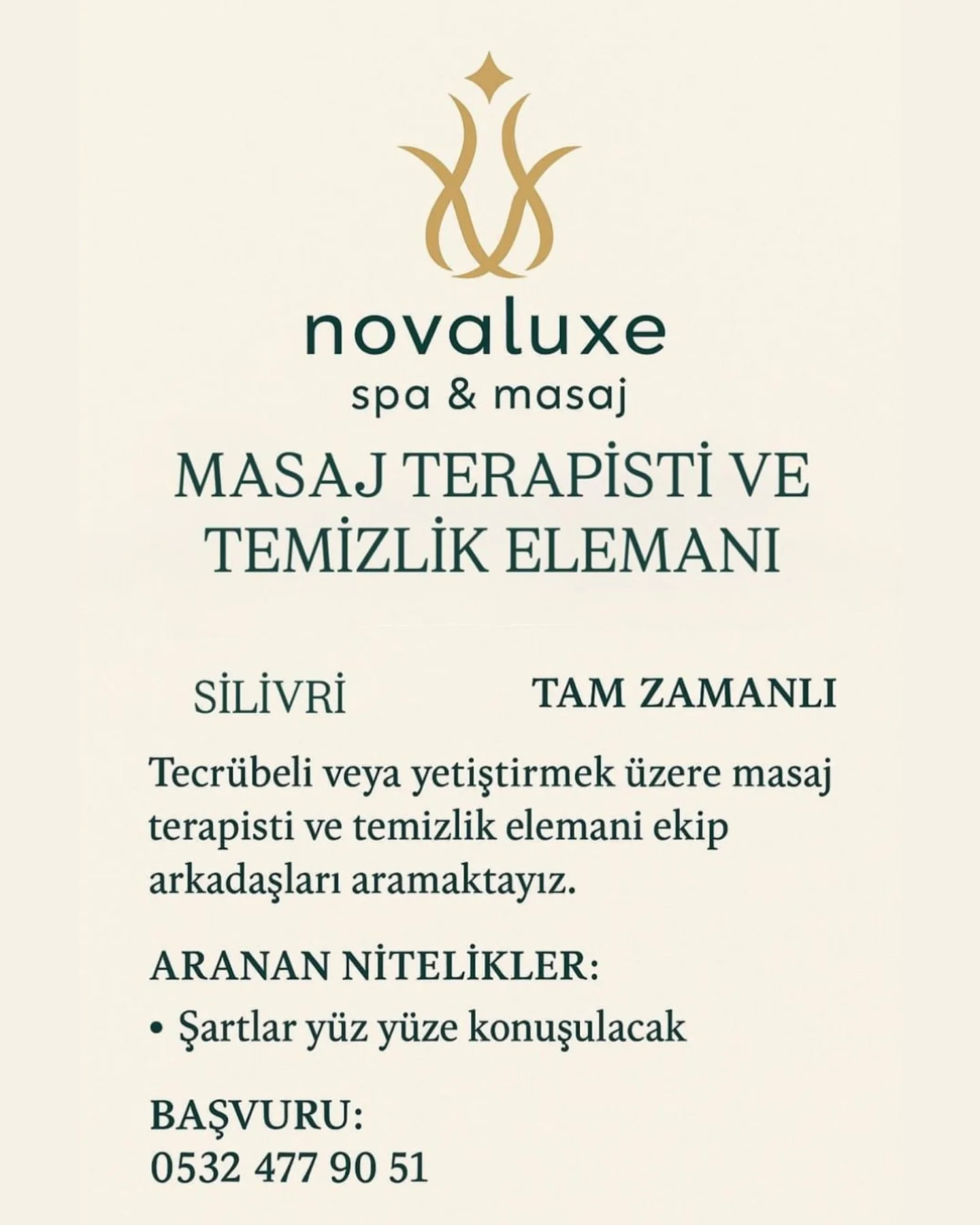 NOVALUXE SPA & MASAJ MASAJ TERAPİSTİ VE TEMİZLİK ELEMANI SİLİVRİ TAM  