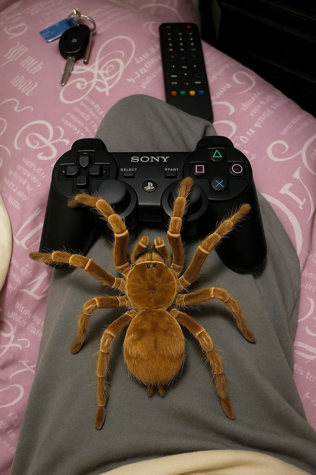 Rainbow colored spider as big as a tarantula?