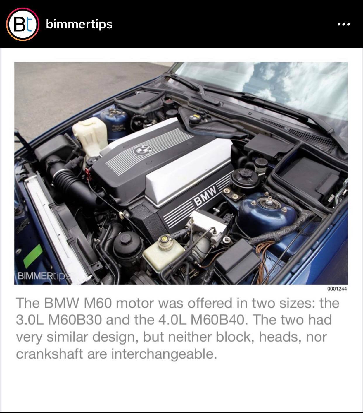 梅修文的汽車三兩事 - BMW M60 引擎有 3.0L 的 M60B30 與 4.0L 的 M60B40... | Facebook