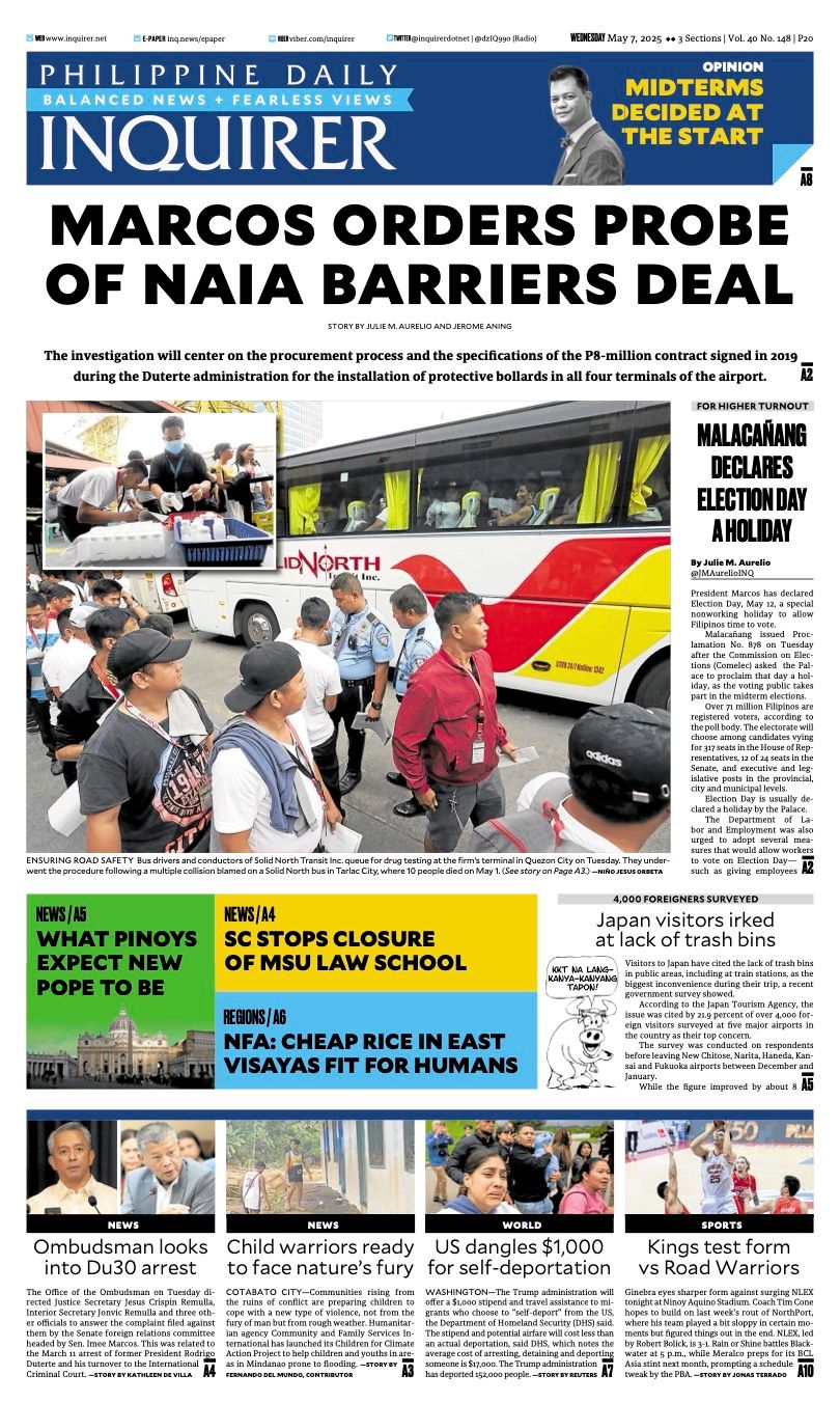 INQUIRER.net - Today's Inquirer front page (May 7, 2025). More at inq ...