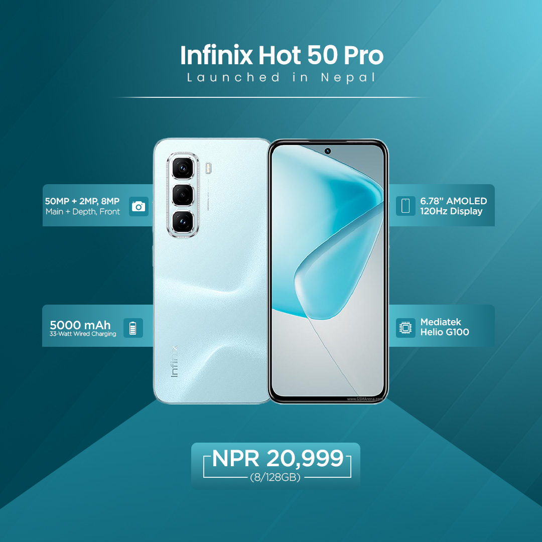 Gadgetbyte - Infinix Hot 50 Pro is official in Nepal with Helio G100 ...
