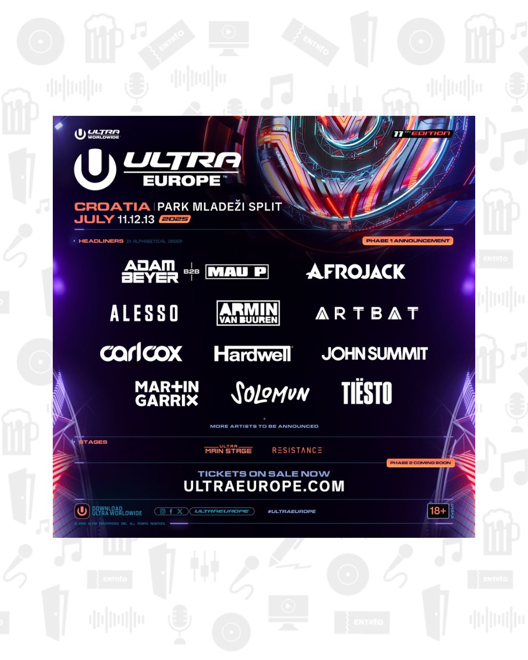 Entrio - ULTRA EUROPE FESTIVAL 2025 📌 Park Mladeži, Split 📆 Od 11.07. ...
