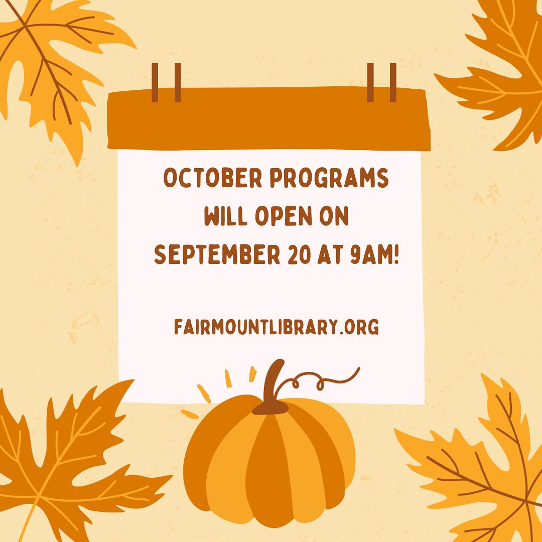 FCL October programs will... - Fairmount Community Library | Facebook