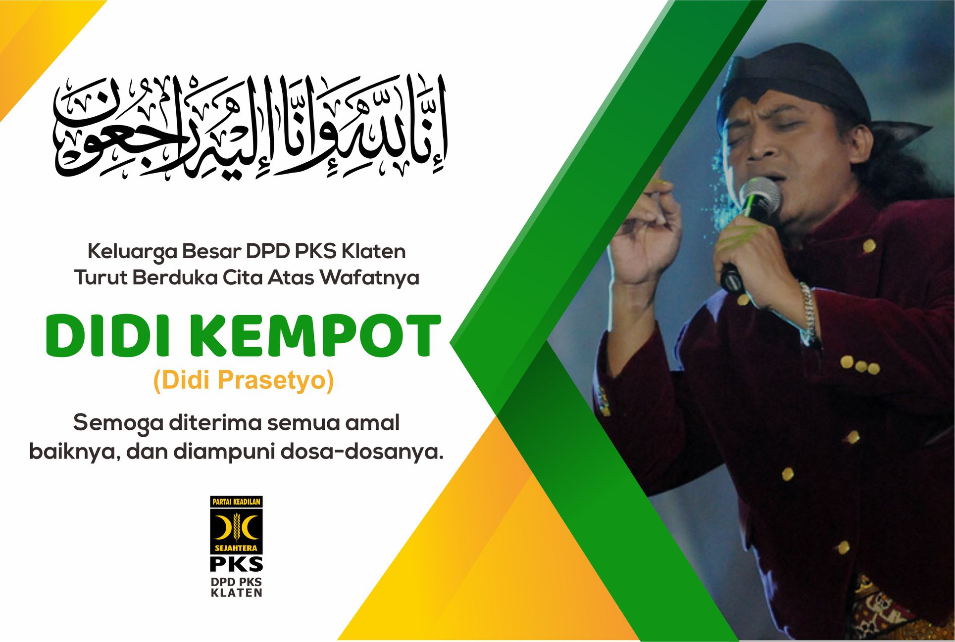PKS - Innalillahi wa inna illaihi raji'un Nderek belasungkawa awit ...
