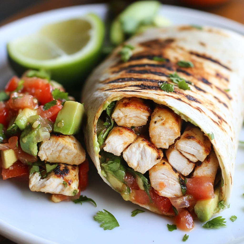 Recette - Wrap au poulet grillé, avocat et salsa Ingrédients (pour 4 ...